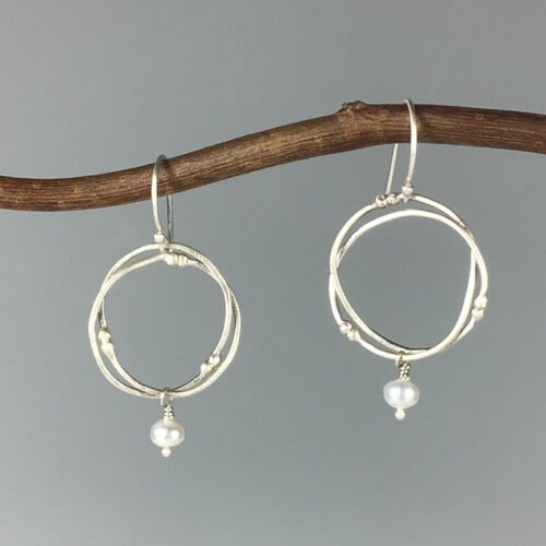 Twig Branch Earrings with Pearls