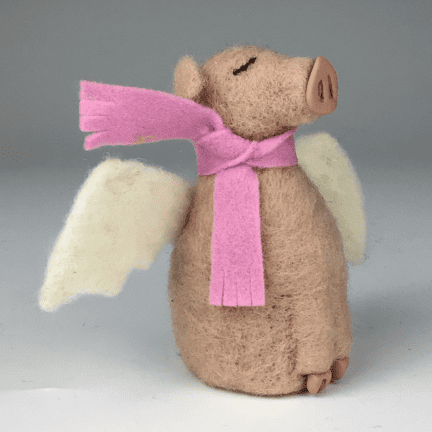 Alternative view of Felted Flying Pig