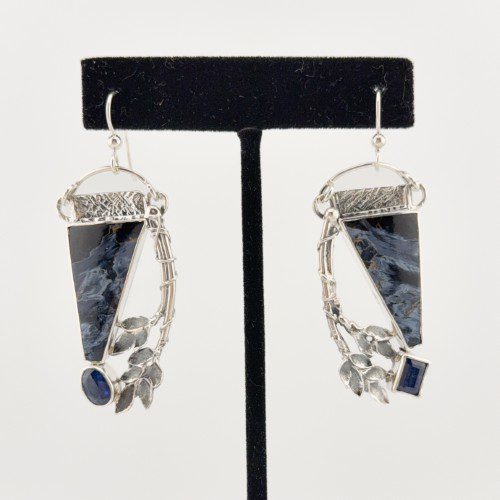 Alternative view of Pietersite and Blue Kyanite Earrings