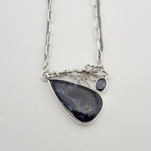 Pietersite and Blue Kyanite Pendant
