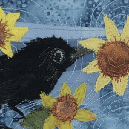 Alternative view of Framed Fabric Collage - "Blackbirds"
