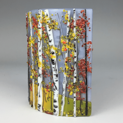 Alternative view of Fall Glass Birches Candle Shield