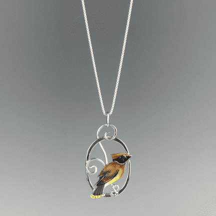 Alternative view of Cedar Waxwing Necklace