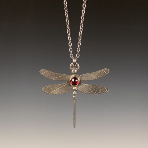 Dragonfly Necklace with Garnet