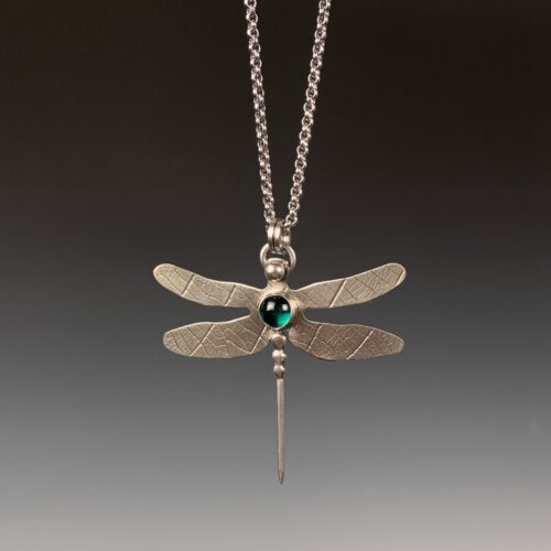 Dragonfly Necklace with Emerald