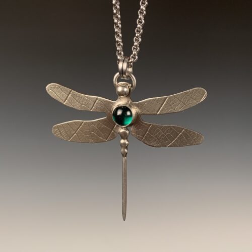Alternative view of Dragonfly Necklace with Emerald