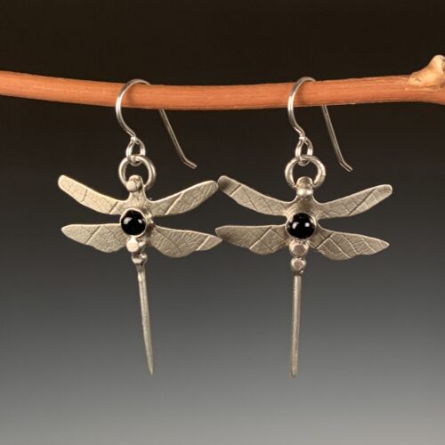 Dragonfly Earrings with Onyx