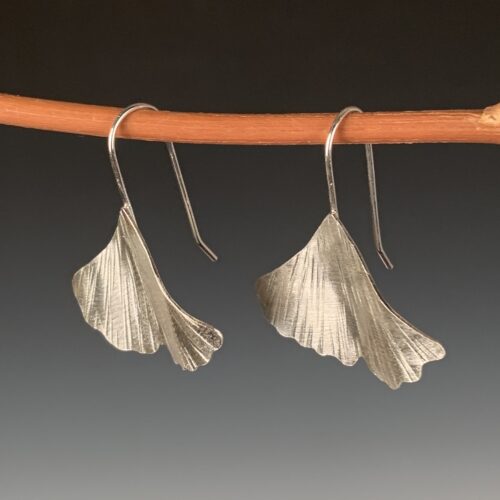 Alternative view of Sterling Silver Ginkgo Leaf Earrings
