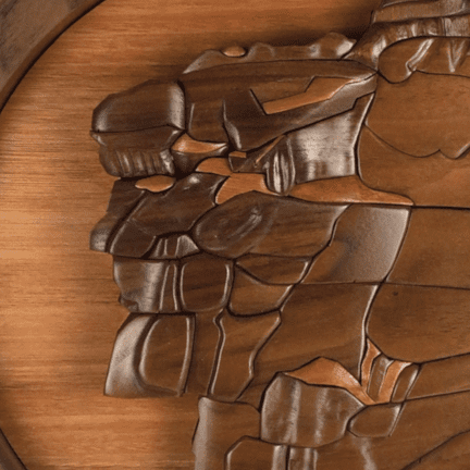Alternative view of Old Man of the Mountain Intarsia Wood Wall Hanging