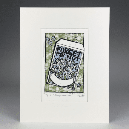 Alternative view of "Forget Me Not" Matted Woodblock Print