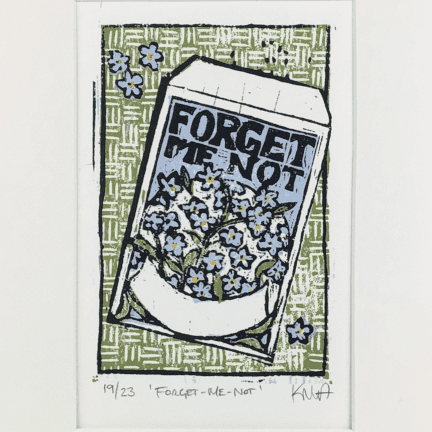 "Forget Me Not" Matted Woodblock Print