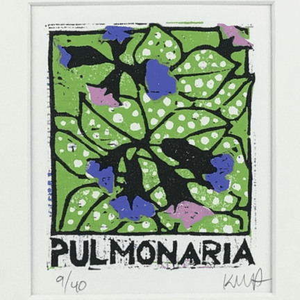 "Pulmonaria" Matted Woodblock Print