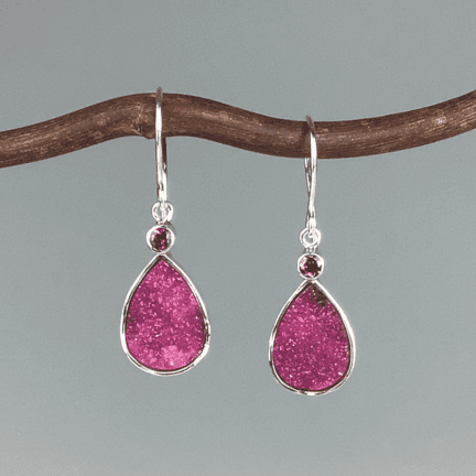 Cobalt Calcite and Garnet Earrings