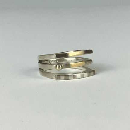 Alternative view of Silver and Gold Ring