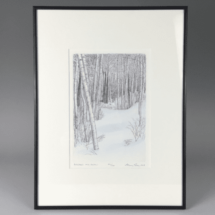 "Birches and Snow" Copperplate Etching