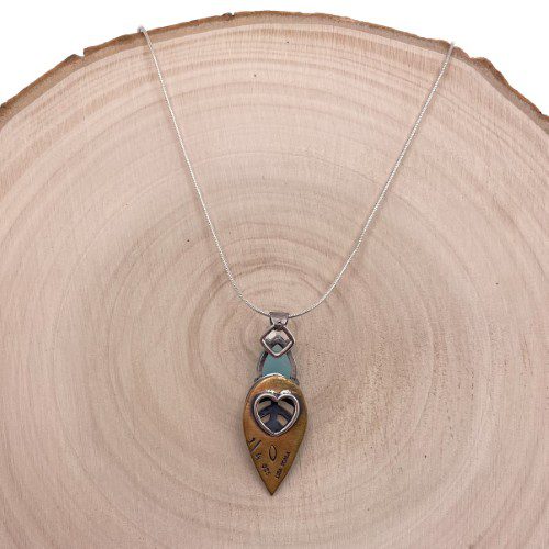 Alternative view of Intuition Necklace with Chalcedony, Sterling Silver and Brass