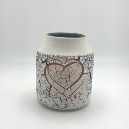 Small Raised Rim Vase with Hearts