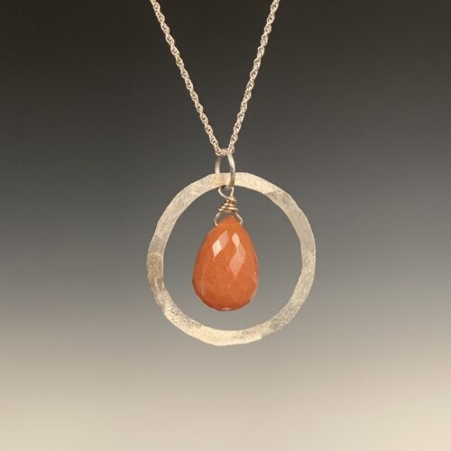 Brushed Silver and Carnelian Pendant