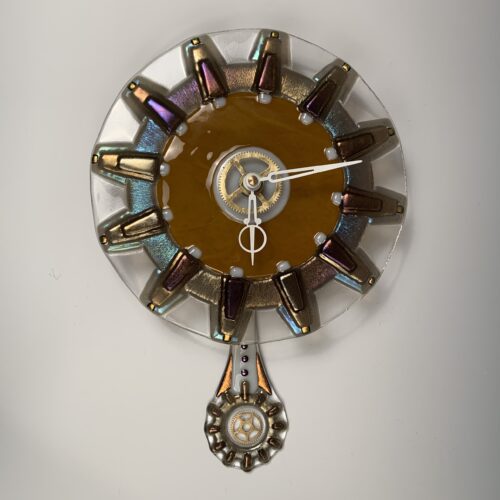 Dichroic Glass "Gears" Wall Clock