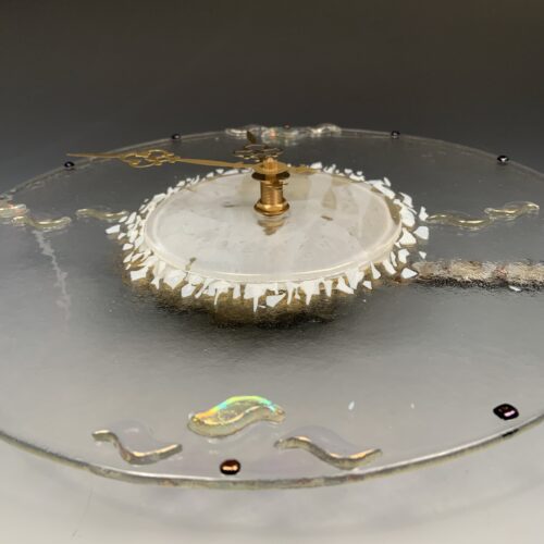 Alternative view of "Snowfire" Fused Glass Wall Clock