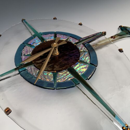 Alternative view of Fused Glass "Compass" Wall Clock