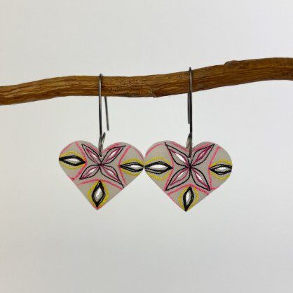 Zentangle Heart Earrings