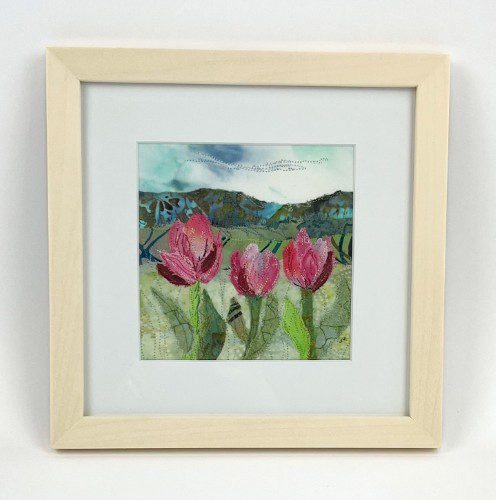 Framed Fabric Collage - Dancing Tulips