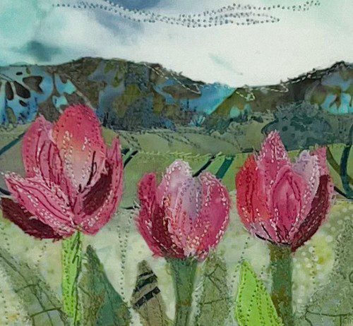 Alternative view of Framed Fabric Collage - Dancing Tulips