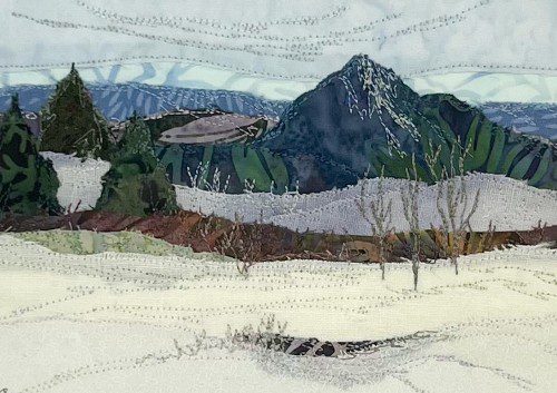 Alternative view of Framed Fabric Collage - A day in the Mountains (Winter)