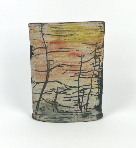 Oval Vase with Tree Drawings