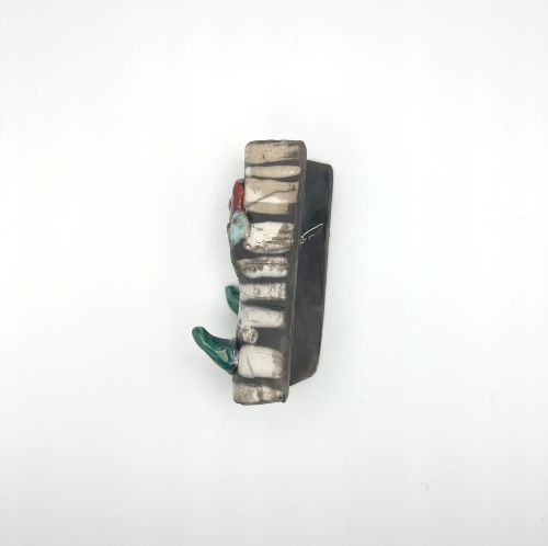 Alternative view of Owl with Baby Wall Hook Raku