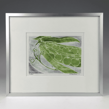 "Peapods" White Line Woodcut Print
