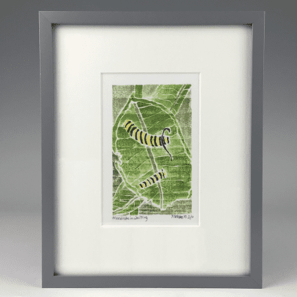 "Monarch in Waiting" White Line Woodcut Print