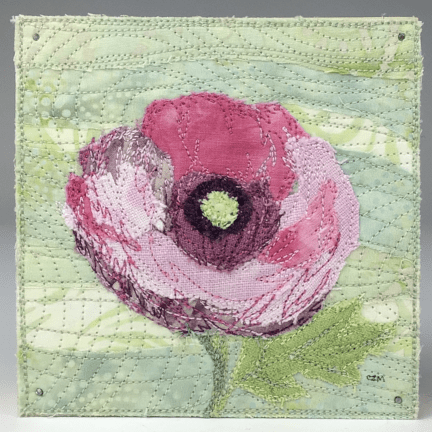 Fabric Collage - Pink Poppy