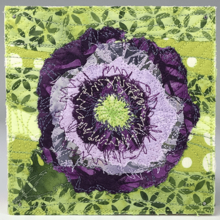 Fabric Collage - Purple Poppy