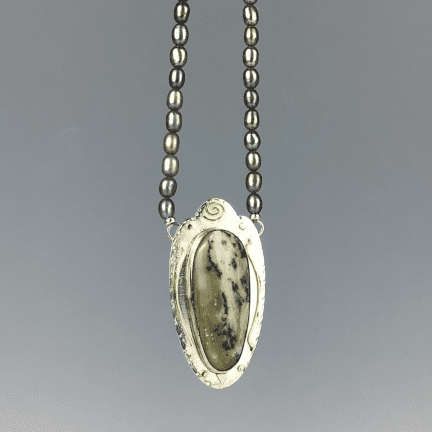 Alternative view of 18K Gold and Sterling Pendant with Agate & Pearls