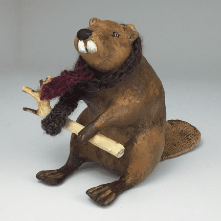 Paper Mache Winter Beaver