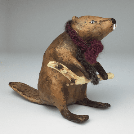 Alternative view of Paper Mache Winter Beaver