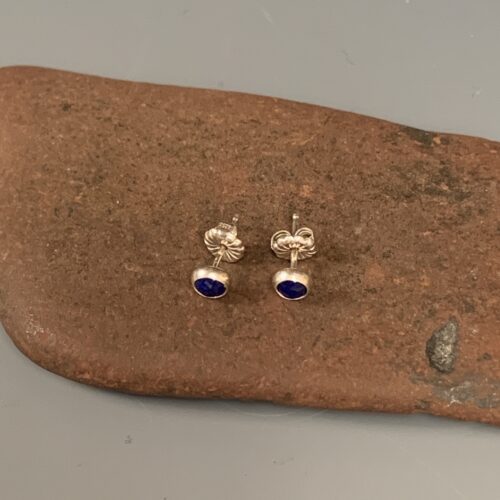 Alternative view of Blue Lapis Post Earrings - 4mm