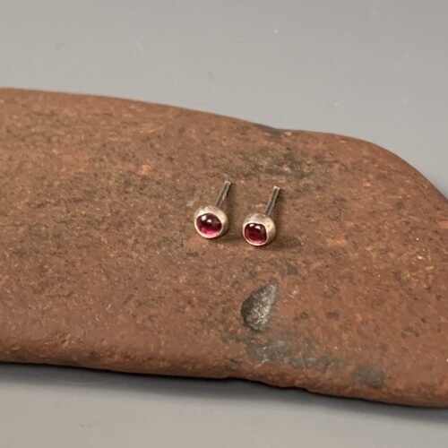 Garnet Post Earrings - 3mm