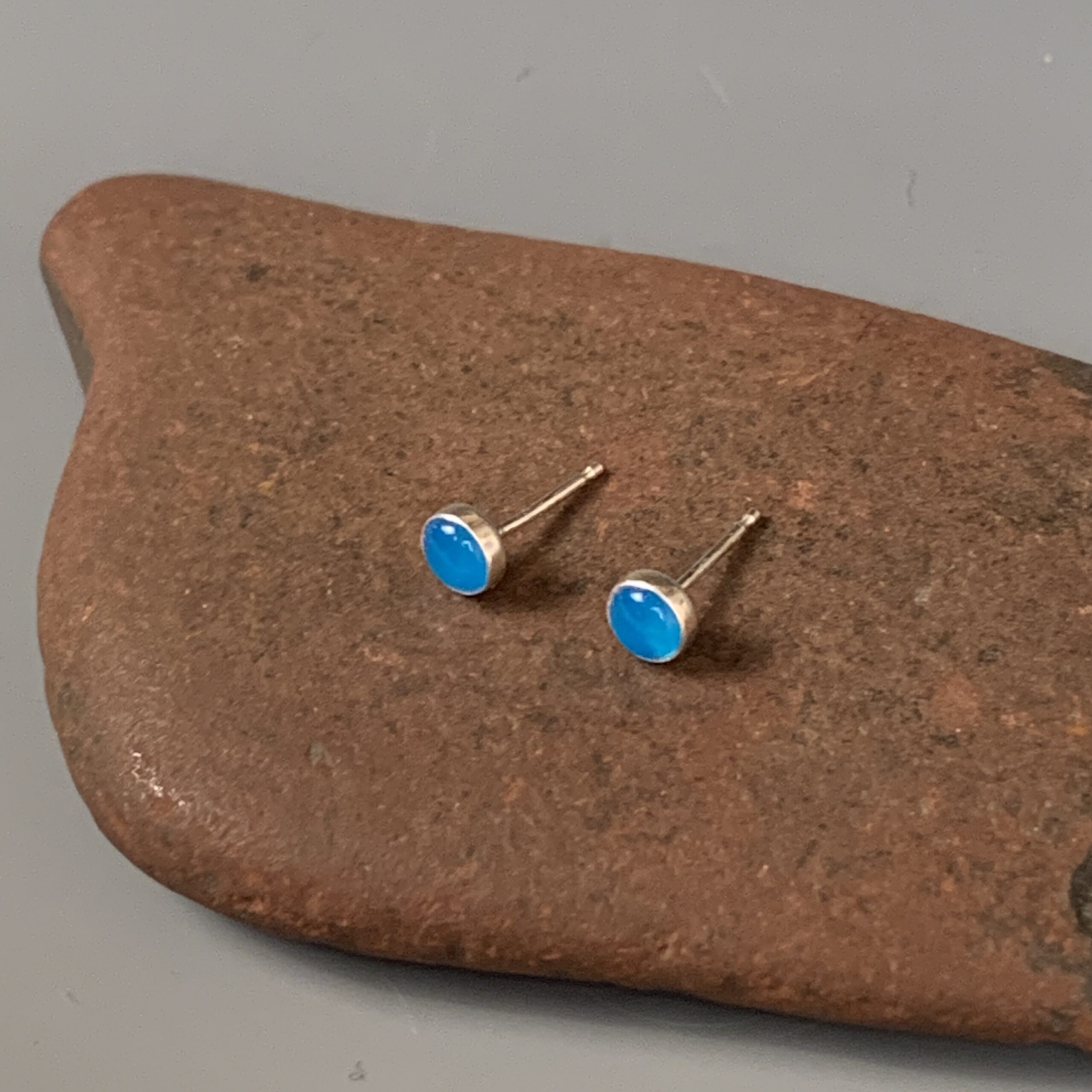 Alternative view of Blue Onyx Post Earrings - 4mm