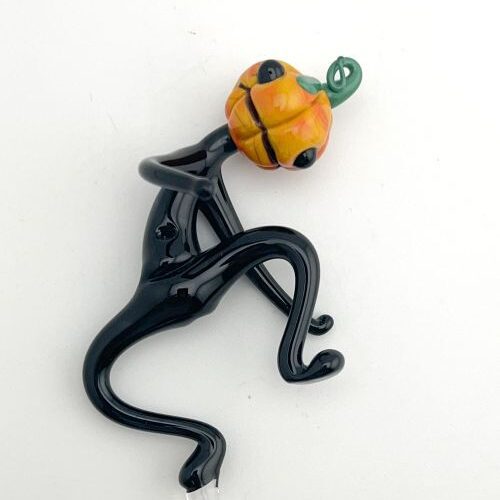 Alternative view of Glass Pumpkin Head Plant Stake