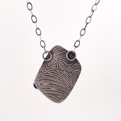 Alternative view of Imperial Jasper and Ruby Pendant