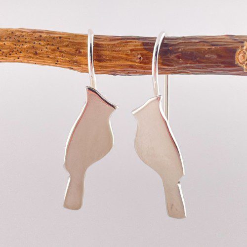 Silver Cardinal Earrings