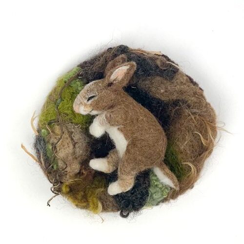 Needle Felted Sleeping Baby Bunny