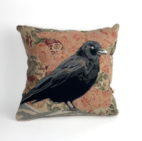 Repurposed Floral Crow Pillow