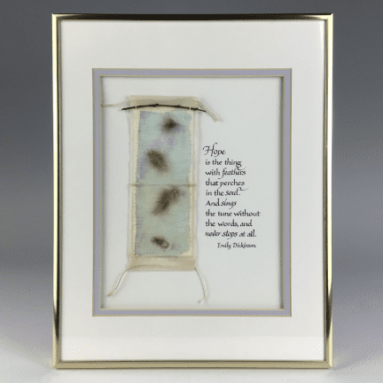 Framed Mixed Media Piece "Hope is the Thing with Feathers..."