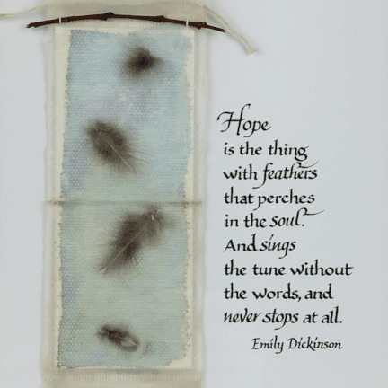 Alternative view of Framed Mixed Media Piece "Hope is the Thing with Feathers..."