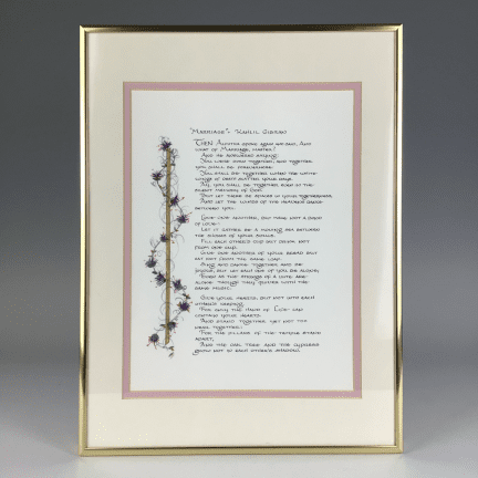 Framed Mixed Media with Marriage Poem