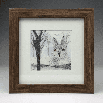 Framed Fiber Collage - Snowshoe Hare